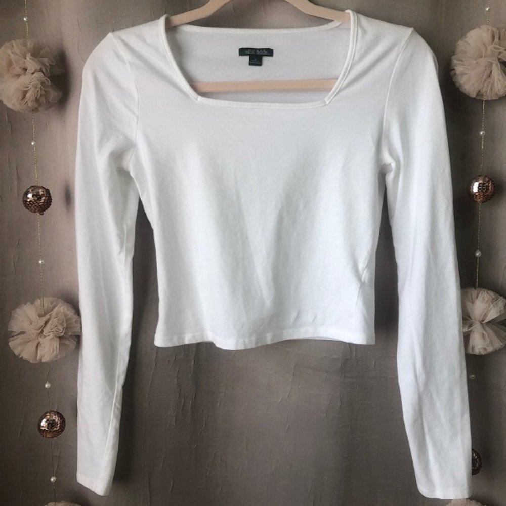 Wild Fable Cropped Square Neck Long Sleeve T-shirt